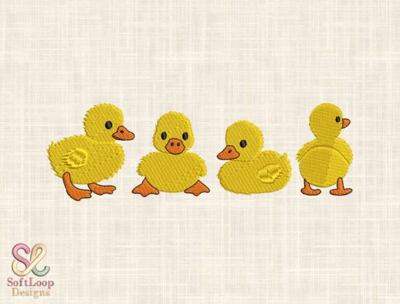 Cute Fluffy Ducklings Embroidery for Boutique Apparel