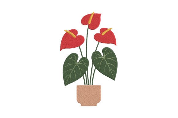 Red Anthurium Embroidery Design for Etsy Products
