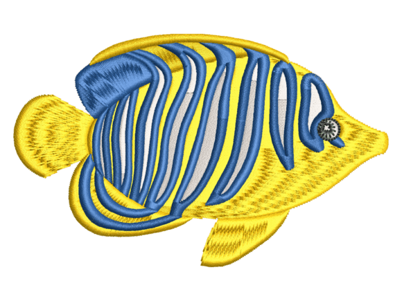 Yellow Tropical Fish Embroidery for Etsy Products